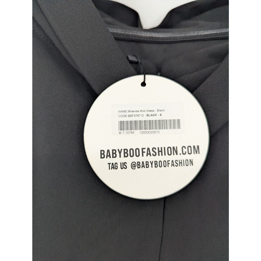 Babyboo Miranda Black Cowl Neck Fit Flare Midi Dress Size S NWT - Picture 6 of 6